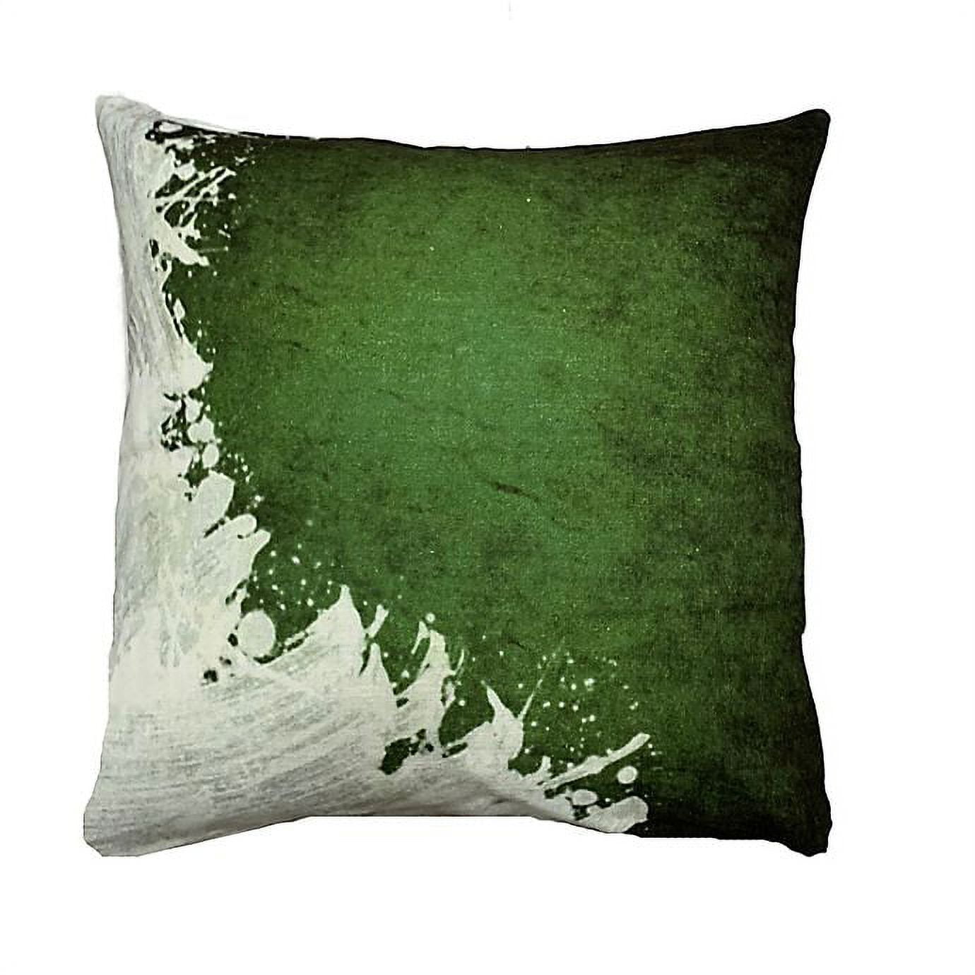 Tantum Green and White Cotton Block Print Throw Pillow