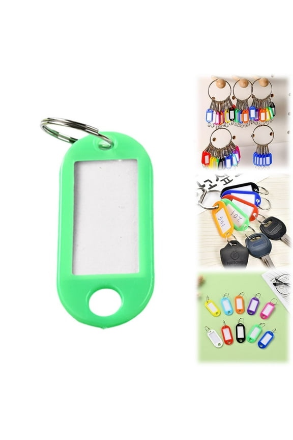 1PCS Plastic Key Labels Tags, Key Ring Tags with Split Key Ring, Blank Name Tag, Clear Label Window Protective Films, Key ID Tags for Luggage(Green)