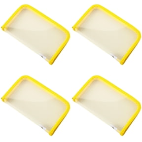 Tanuke 4Pcs Portable Clear File Bag Zippered Closure Storage Pouches Multifunctional Receipt Organiser for School Supplies Clear Textured Document Organiser(Yellow)