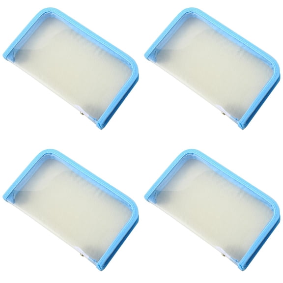 Tanuke 4Pcs Portable Clear File Bag Zippered Closure Storage Pouches Multifunctional Receipt Organiser for School Supplies Clear Textured Document Organiser(Blue)