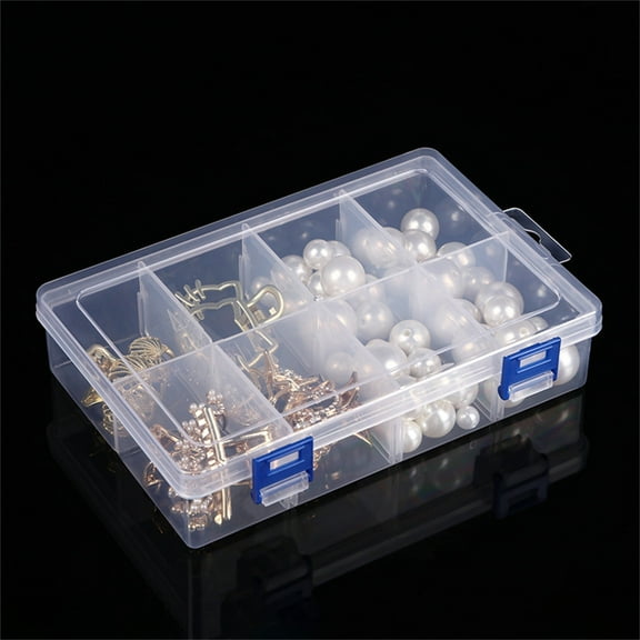 Tanuke Detachable 8 Grid Storage Box – Transparent PP Plastic, Removable Grids, Non-Deformable, for Jewelry Beads Screws Small Parts, Gift Packaging, 2PC