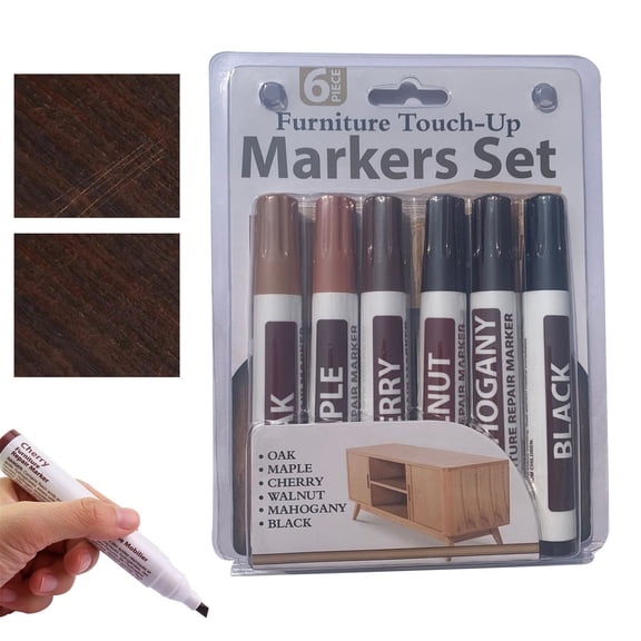 Tanuke Furniture Scratch Repair Pen 6PC, 2.5ML Floor Marker Paint Pen, Furniture Crayon Tool, Smooth Conical Tip, Odorless Non-Toxic Quick-Dry, for Furniture Scratch Repair and Labeling(C)