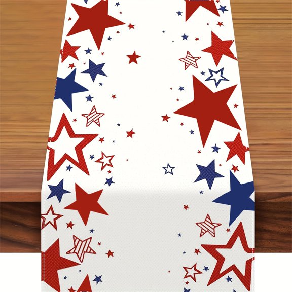 Tanuke Old Style Stars American Flag 4th of July Table Runner, Memorial Day Kitchen Dining Table Decoration for Home Party Decor, 1PC