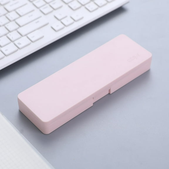 Tanuke Pencil Box Plastic Pencil Box Hard Pencil Case, Crayon Box with Tight Lid Plastic Pencil Boxes Stackable Design, Stackable Hard Plastic, Tight Lid, Pink, 1PC