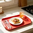 thumbnail image 1 of Tanuke Rectangular Serving Trays Light Weight Easy to Clean Sturdy Stackable Melamine Serving Tray with Handle, Fruit, Snacks, and Desserts Trays, 1PC(Red), 1 of 6