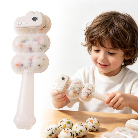 Tanuke Rice Ball Maker, 3 Bite-Size Portions Mini Rice Ball Maker Mold For Fast Shake Shaping, Household Prep Tool For Bento Meals, Sushi, Picnic, White(1Pcs)