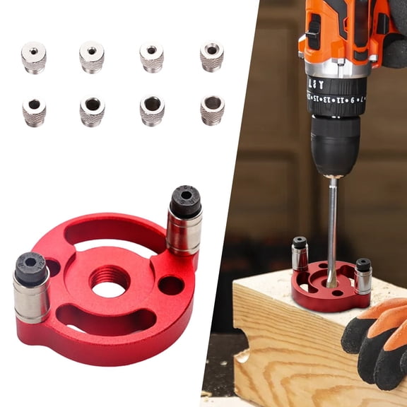 Tanuke Self-Centering Precision Drill Locator for Woodworking - Automatically Center Dowel Jig for Straight Holes, Handheld Tool with Adjustable Width Drilling Guide