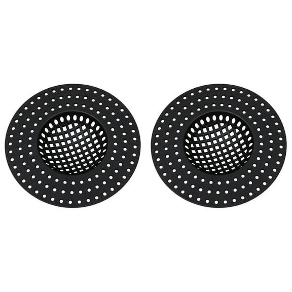 Tanuke Small Drain Strainer, Sink Drain Hair Catcher, Bathroom Sink Drain Strainer, Drain Mesh Baskets for Laundry, Mop Pool, Utility, Slop, RV Sink, Plastic Drain Filter,Black(2Pcs)