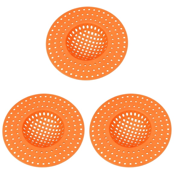 Tanuke Small Drain Strainer, Sink Drain Hair Catcher, Bathroom Sink Drain Strainer, Drain Mesh Baskets for Laundry, Mop Pool, Utility, Slop, RV Sink, Plastic Drain Filter,Orange(3Pcs)