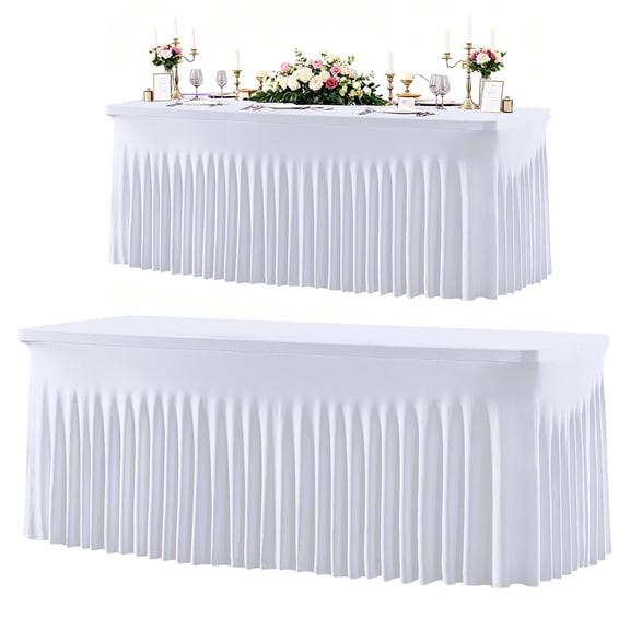 Tanuke Stretchy Polyester Fitted Tablecloth - 1 Pack Washable Overlay Cover for Rectangle, Square Tables, Modern Elegant Home Supplies, Festive Party Decoration for Holiday Events