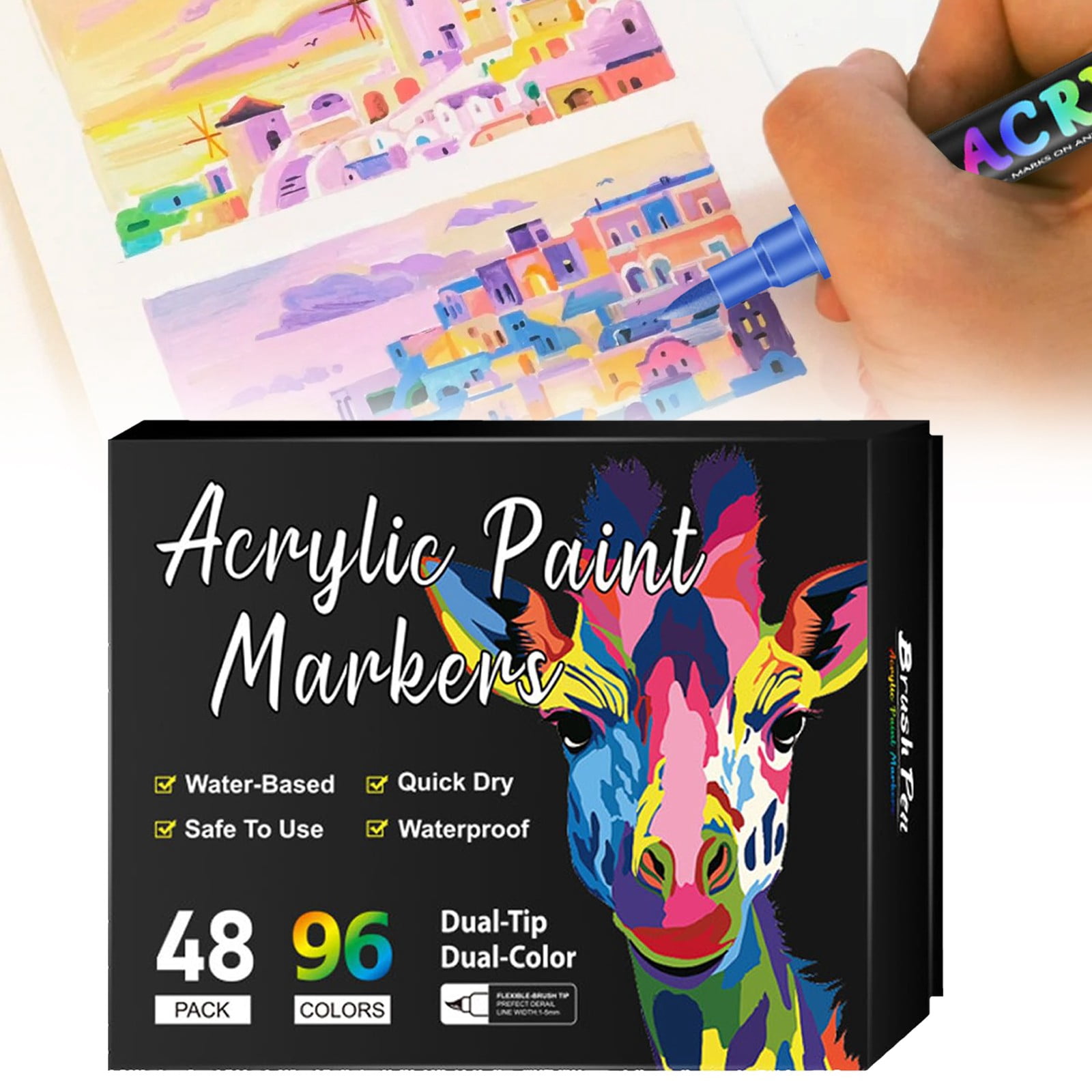 Tanuke Tip Acrylic Paint Pen Marker, Draw Paint Pen Marker for Rock Painting Ceramic Wood Canvas Plastic DIY Crafts, Dual-Tip (1mm Fine & 5mm Broad) Water-Based, 20ml, 1pc