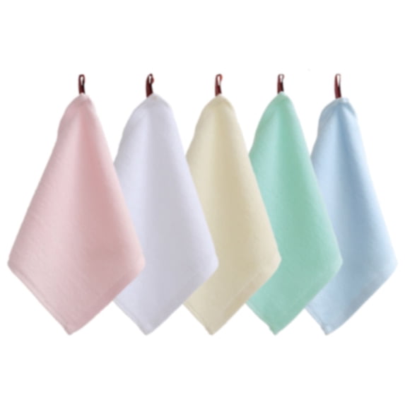 Tanuse Cotton Small Square Towel - 25*25Cm Solid Color Highly Absorbent and Lint Free Hand Towel, Soft Face Towel for Bathroom, Kitchen, and Travel, Pack of 5