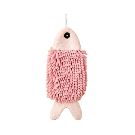 Tanuse Cute Fish Shaped Hand Towels 3-Pack Absorbent Microfiber Coral Fleece Bathroom Kitchen Towels Hanging Loop Lint-Free Quick-Dry Cute Animal Design Kids Decorative Home Microfiber Hand Towels