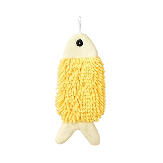 Tanuse Cute Fish Shaped Hand Towels 3-Pack Absorbent Microfiber Coral Fleece Bathroom Kitchen Towels Hanging Loop Lint-Free Quick-Dry Cute Animal Design Kids Decorative Home Microfiber Hand Towels