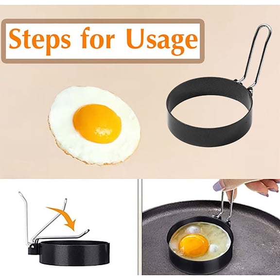 Tanuse Egg Ring for Frying And Pancake Making, Round Cooking Mold for Breakfast Sandwiches And Griddle Cooking Black