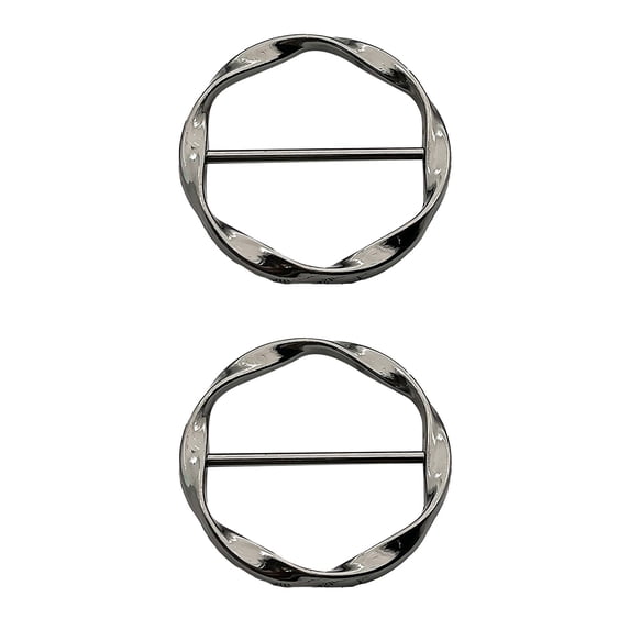Tanuse Fashion Metal Scarf Ring Clip & Clothing Holder - 2Pc Round Circle Buckle Wrap for Silk Scarves, Shirts, Skirts, Elegant Gift for Women, Perfect for Wedding, Party & Daily Wear 2X Buckle