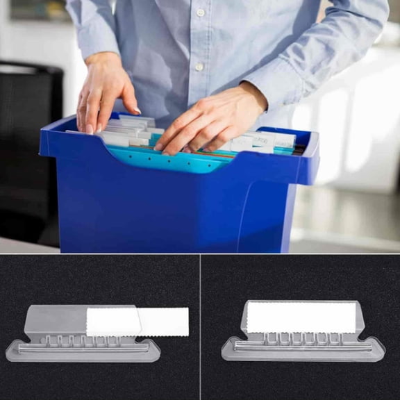 Tanuse Hanging File Folder Tabs with Label Inserts for Easy Identification, Plastic Index Tabs for Hanging Files And Document Organization, Office Filing Accessories Clear