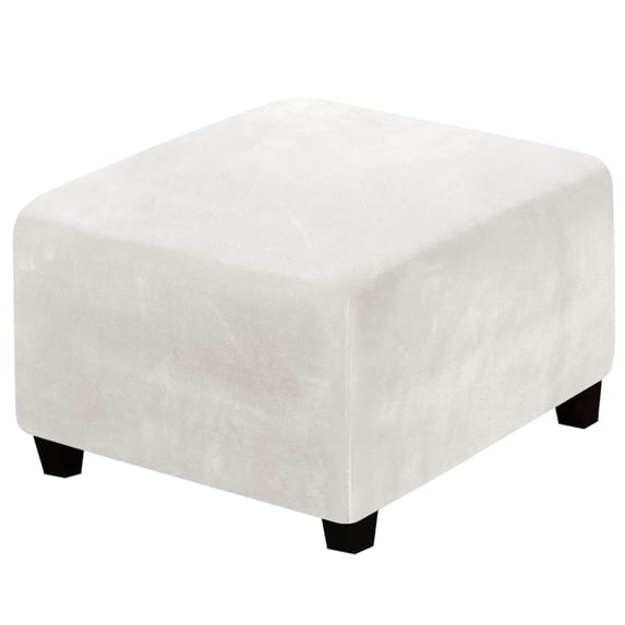 Tanuse Square Ottoman Slipcover with Stretch Velvet Plush Fabric, Footstool Protector for Storage Stool, Full Coverage with Elastic Bottom, Washable and Non-Slip, Easy to Install