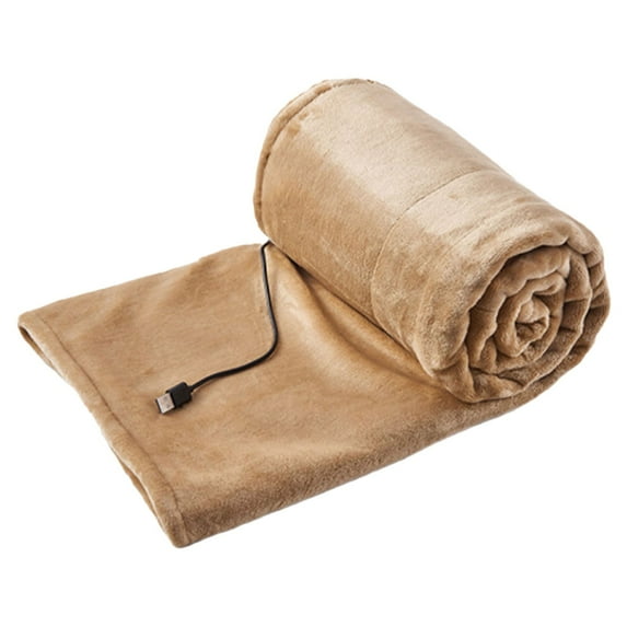 Tanuse Usb Electric Blanket – Cordless Heated Blanket for Camping and Winter, Warm Washable Shawl Blanket with Auto Shut-Off, Portable and Safe A Brown 100*80Cm Electric Blanket