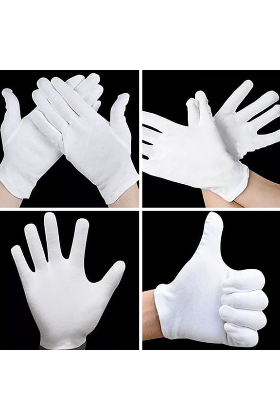 Tanxxt 12 Pairs Cotton Gloves, White Gloves for Dry Hands, Cotton Gloves for Sleeping, Moisturizing Night Gloves, White Gloves 100% Cotton(12 Pairs)