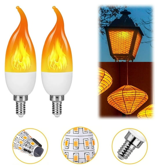 Tanxxt Promotion 2 Pack Orange Yellow Color Flame Fire Effect Vintage Decorative Light Bulb Torch Lamp Candles Christmas or Halloween Decorations Indoor or Outdoor Use
