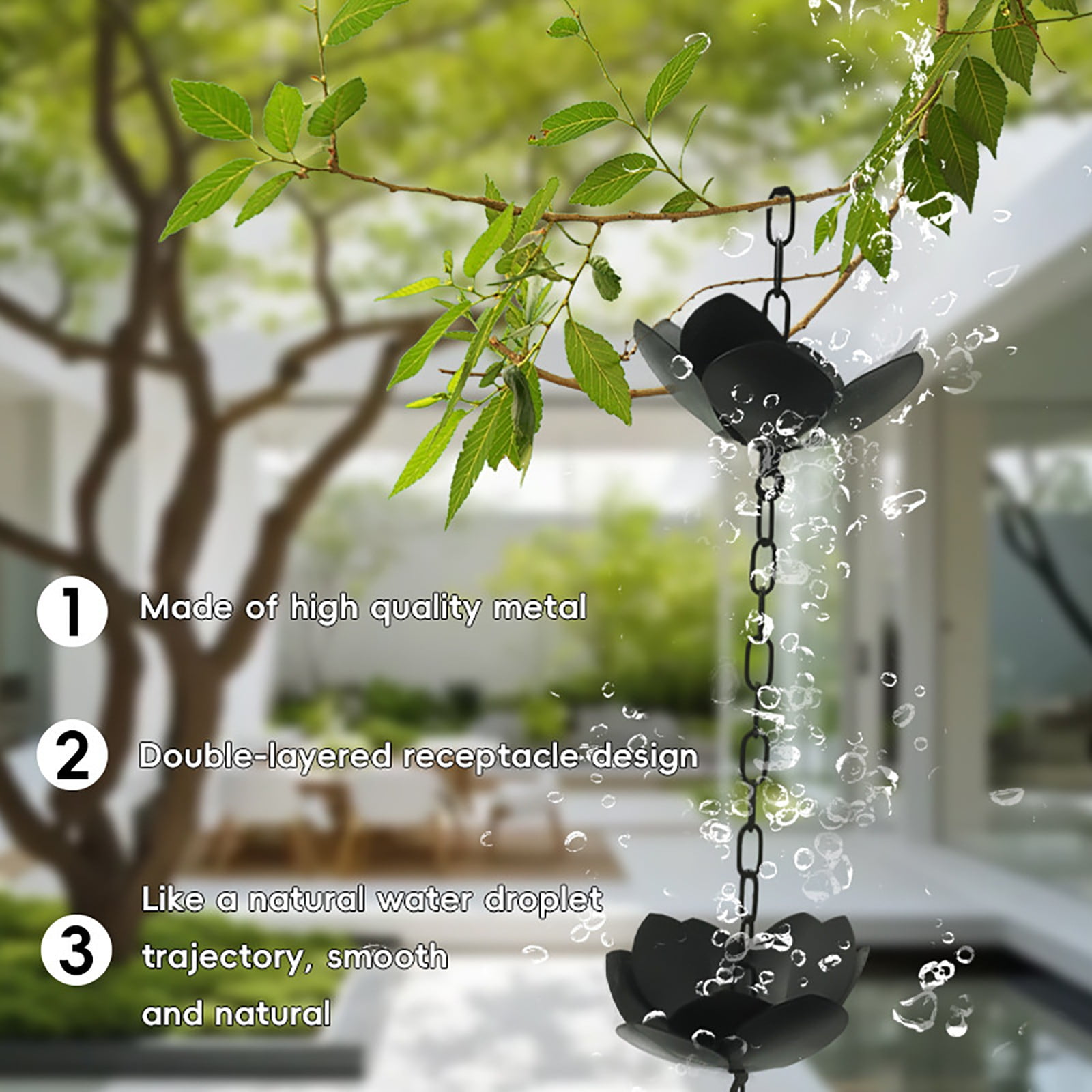 Tanxxt Promotion 3.93ft Lotusrain Chain Rain Chains for Gutters with 6