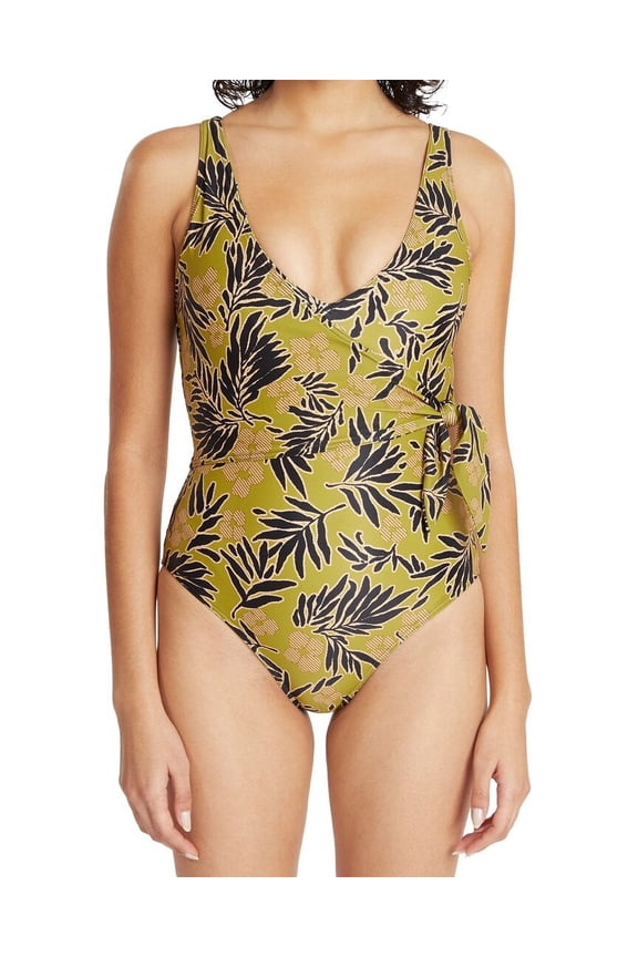 Womens Kelly Wrap One-Piece, XS, Green