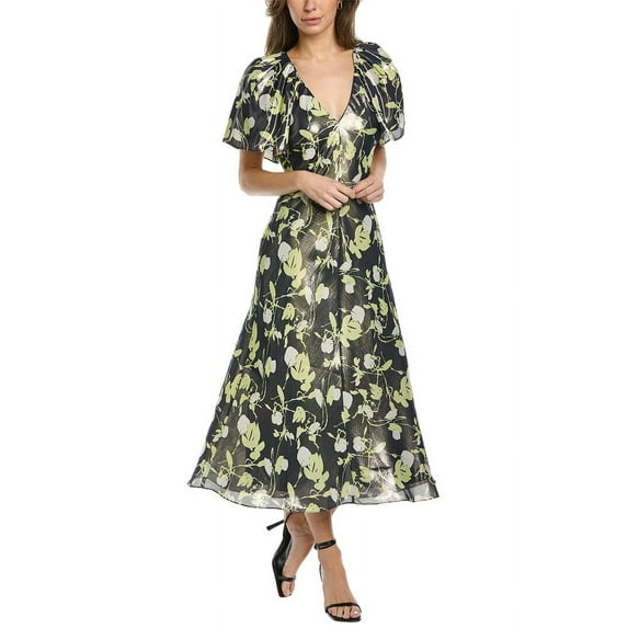 Tanya Taylor womens Evette Linen & Silk-Blend Mini Dress, 0, Metallic