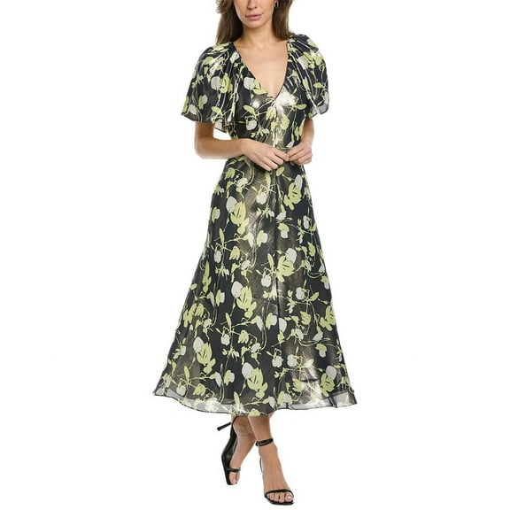 Tanya Taylor womens  Evette Linen & Silk-Blend Mini Dress, 00, Metallic