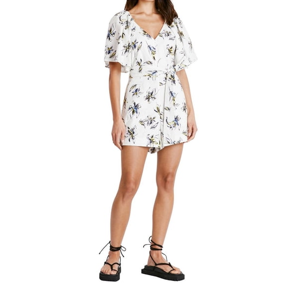Tanya Taylor womens  Kalie Linen-Blend Romper, 2