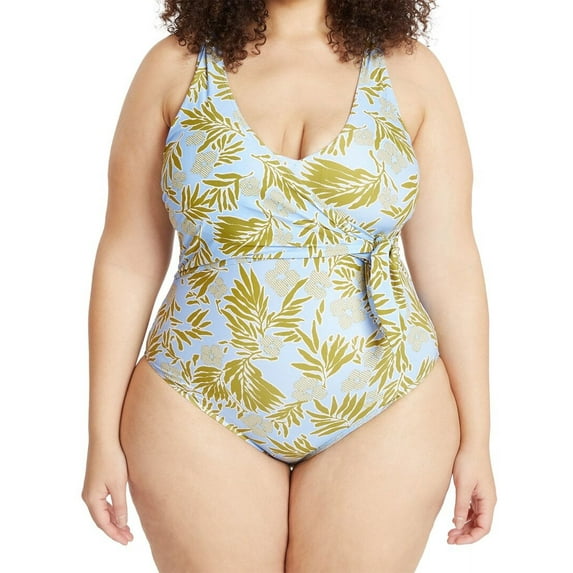 Tanya Taylor womens Kelly Wrap One-Piece, L, Blue