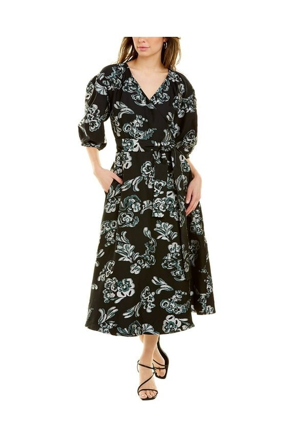 womens Lida Wrap Dress, 0, Black