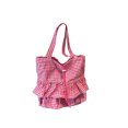 thumbnail image 1 of Tanyzvel Double Tier Gingham Ruffle Drawstring Tote Bag for Women, 1 of 5