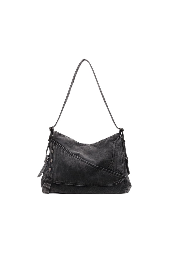 Oversized Patchwork Denim Hobo Bag Adjustable Strap Crossbody Purse Vintage Washed Jeans Shoulder Tote for Women Daily Shopping Travel