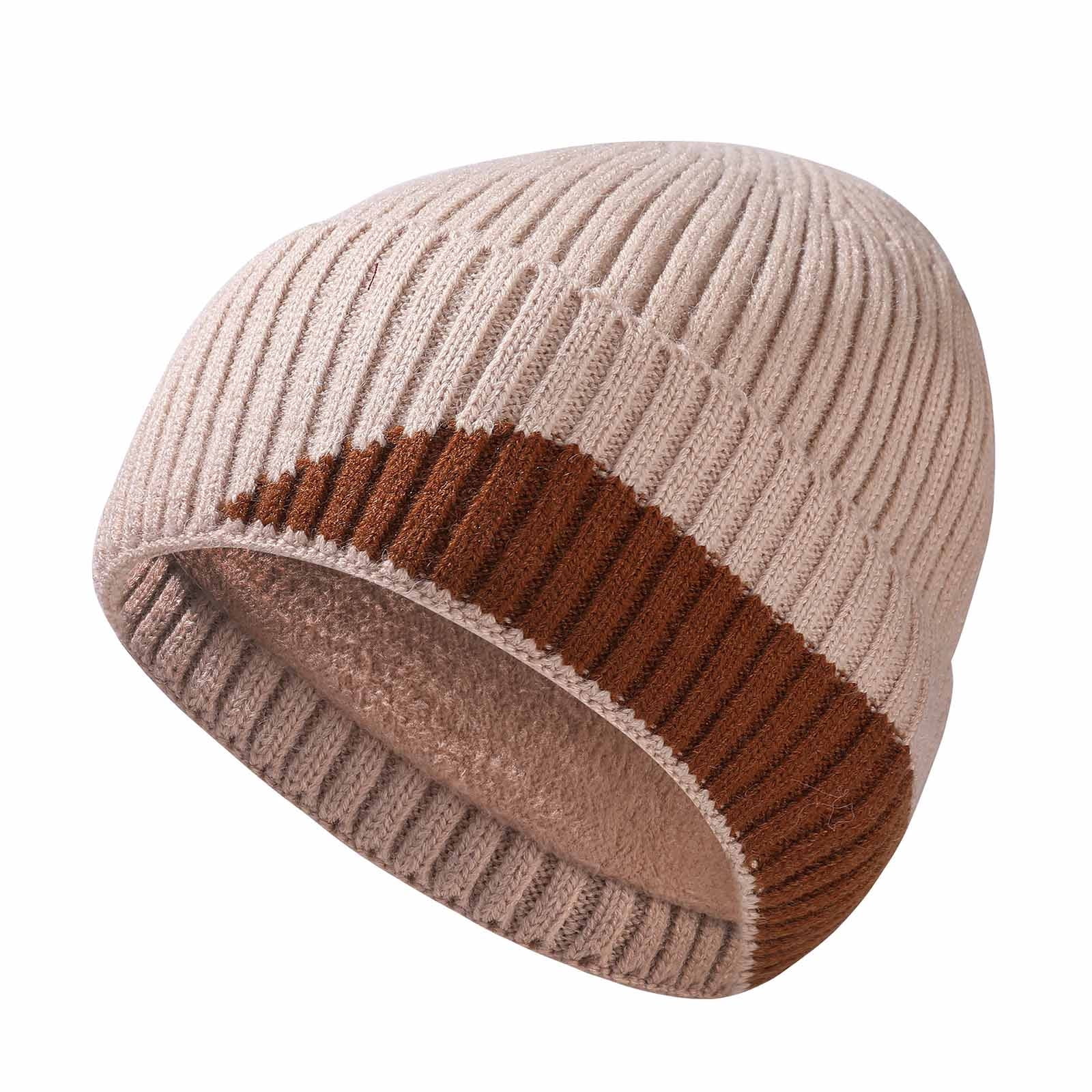 Cold Infant Color Tanyzvel Women Two-Tone Color Block Rib Knit Beanie, Fleece Lined ...