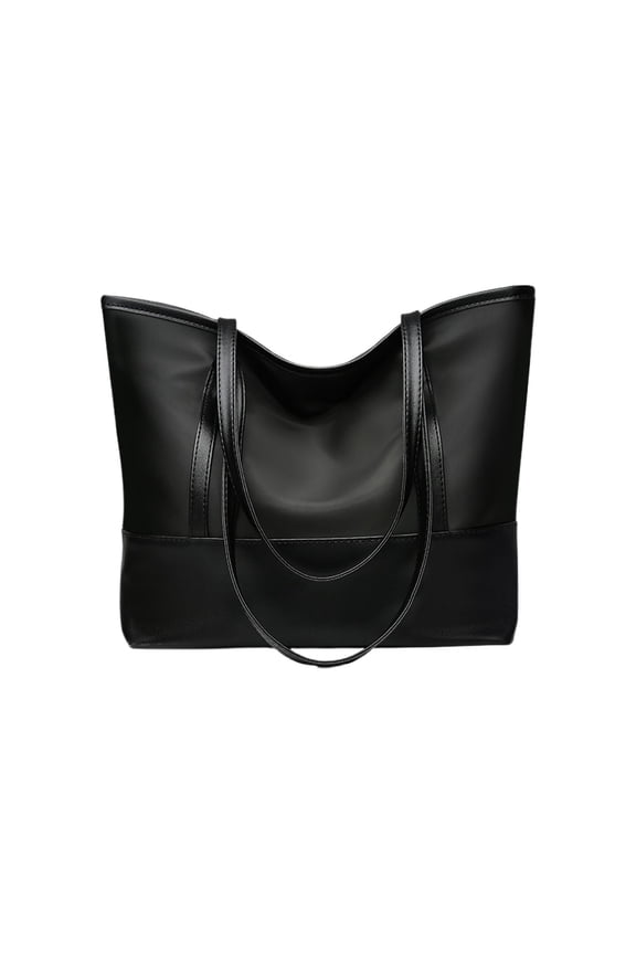 Women’s Work Laptop Two Tone Tote Bag, Waterproof Nylon PU Wide Handle Zipper Office Handbag