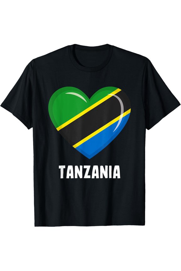 Tanzania Flag Heart Graphic T-Shirt - Proud Tanzanian Heritage Love Souvenir Tee for Men and Women - Retro African Pride Apparel