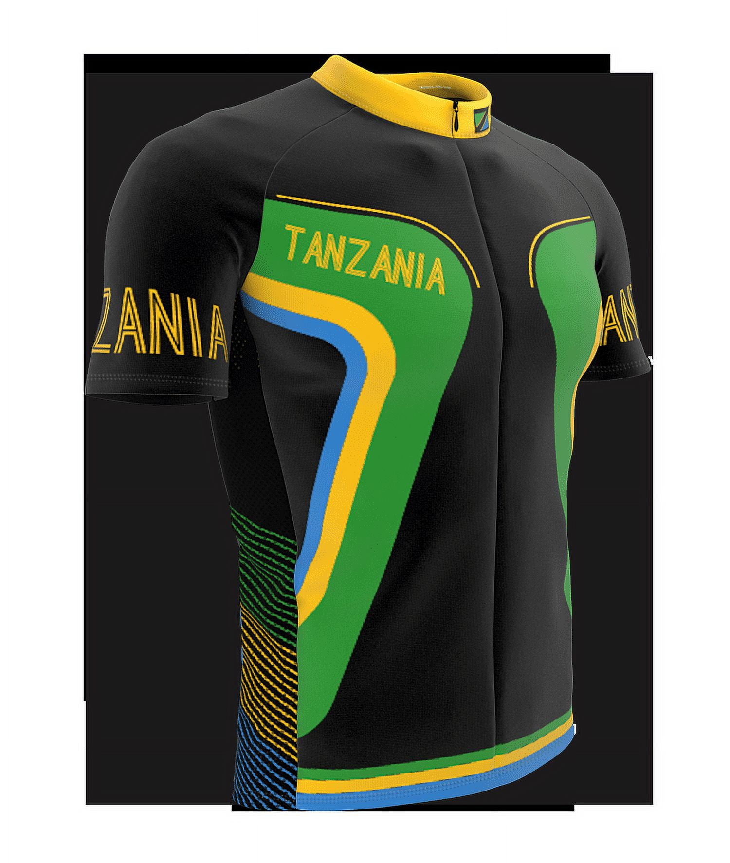Tanzania Full Zipper Bike Short Sleeve Cycling Jersey for Men Size XL