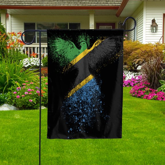 Tanzanian Flag With Eagle Painting - Proud Tanzania Garden Flag (11.5x17.5) Double-Sided Decorative Polyester Indoor/Outdoor Flag