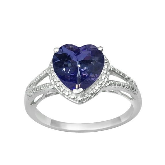 Tanzanite 925 Sterling Silver 8MM Heart Shape Women Valentines Day Gifts Ring