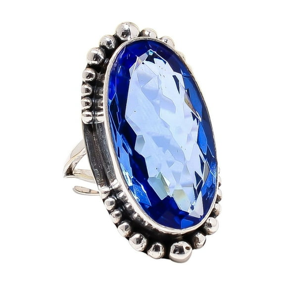 Tanzanite 925 Sterling Silver Ring, 25X13 mm Oval Gemstone Ring, Vivid Blue Ring, Christmas Gift, Unique Jewelry Ring, Adjustable Ring V12436R2077347.