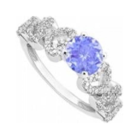 Tanzanite & Diamond Engagement Ring 14K White Gold, 0.55 CT - Size 10
