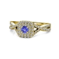 thumbnail image 1 of Tanzanite & Diamond Infinity Women Double Halo Engagement Ring 0.59 Carat tw 14K Yellow Gold.size 7.0, 1 of 7