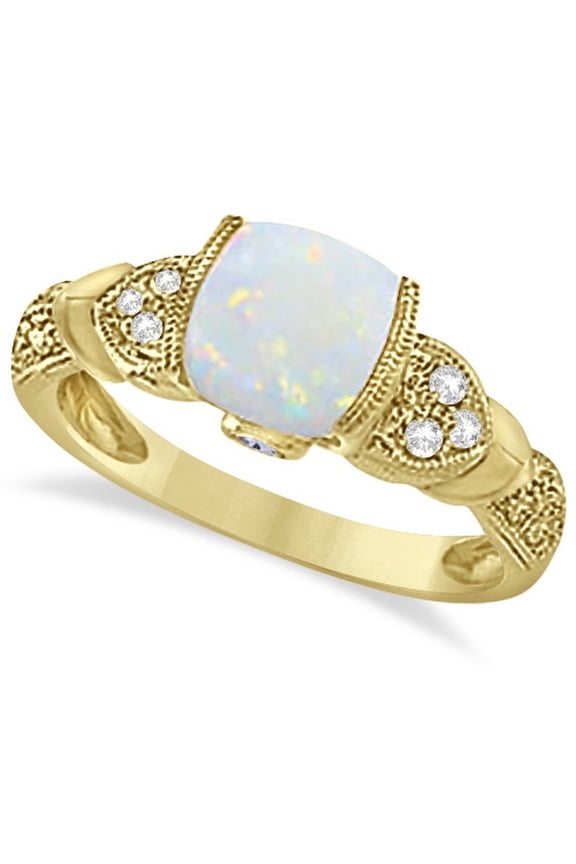 Tanzanite, Diamond and Opal Ring 14k Yellow Gold (1.10ct)