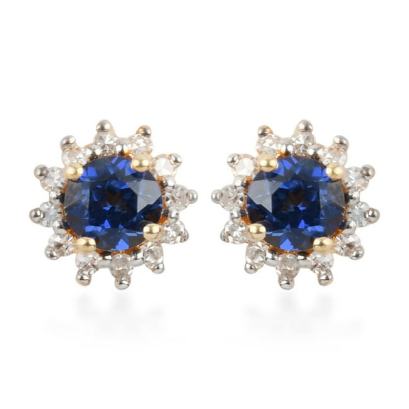 Tanzanite Earrings, Solid 14k Yellow Gold Tanzanite Diamond Halo Stud Earrings for Her, Violet Peach Gemstone Gold Earring, Anniversary Gift