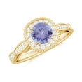 thumbnail image 1 of Rosec Jewels Tanzanite Halo Engagement Ring with Diamond - 5 mm - Vintage Inspired Ring for Women - AAA Quality Certified, 14K Yellow Gold, US 11.00, 1 of 9