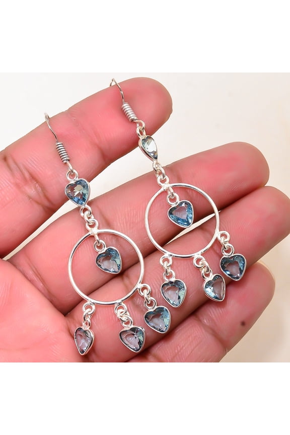 Tanzanite Gemstone 925 Sterling Silver Handmade Chandelier Earring 2.54" E139