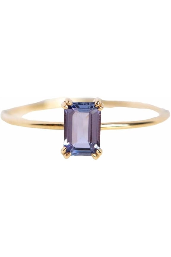 Tanzanite Gemstone Ring, Natural Tanzanite Tiny Ring, Single Stone Ring, December Birthstone, Womens Ring, Gold Micron Ring, 925 Sterling Silver, Dainty Ring, Minimalist, Solitaire Ring, Christmas