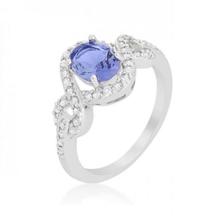 Tanzanite Halo Pave Cocktail Ring, Size 5