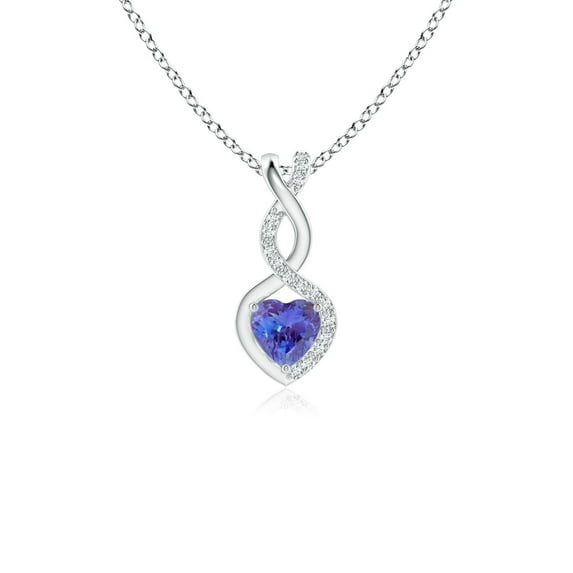 Angara Necklace - Natural Tanzanite Infinity Heart Necklace with Diamond Accents in Platinum for Women (Size-4mm) | December Birthstone, Birthday, Anniversary, Christmas, Jewelry Gift for Women